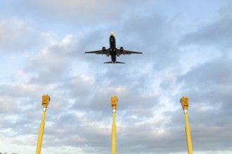 Boeing 737 commercial passenger airliner jet aircraft of Ryanair airways in flight on approach to