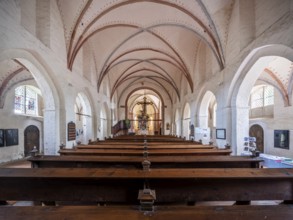 Interior of the Gothic village church in Altenkirchen, Rügen island, Wittow peninsula,