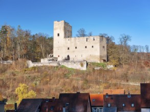 The ruins of Liebenstein Castle above the village, Liebenstein, Thuringia, Germany