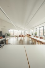 Spacious conference room with long tables and large windows, Gechingen Town Hall, Calw District,