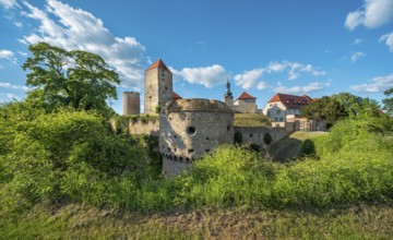Querfurt Castle with defensive towers and bastion roundel, Querfurt, Saxony-Anhalt, Germany