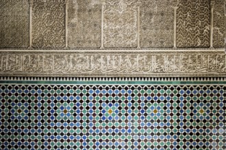 Courtyard of the Medersa Attarine Koran School, Fez El Bali, Medina, UNESCO World Heritage Site,
