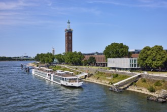 Rhine river, Rheinhallen exhibition halls, brick architecture, exhibition tower, general
