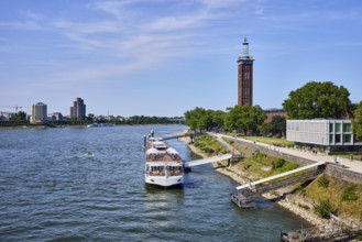 Rhine river, Rheinhallen exhibition halls, brick architecture, exhibition tower, general