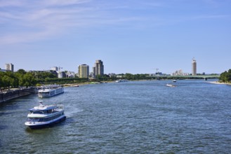 Rhine river, total view, general architecture, skyscrapers, car bridge, zoo bridge, sightseeing