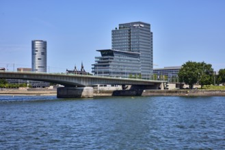 Rhine river, KölnTriangle and MaxCologne skyscrapers, Lanxess, corporate headquarters, general