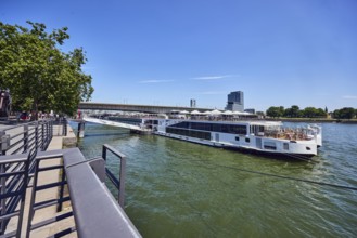 Rhine river, Viking Hlin river cruise ship, Viking Cruises, waterfront, metal railings, high-rise