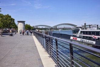 Rhine river, waterfront, metal railing, pier, gangway, wharf, sightseeing ship,