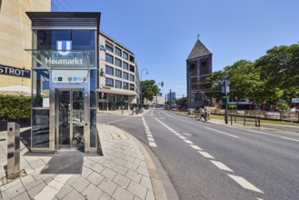 Heumarkt subway stop, church tower of Klein St. Martin, general development, commercial building,