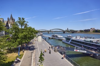 Rhine river, waterfront, sightseeing boats, general architecture, skyscrapers, modern architecture,