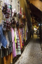 Alley with shops, souk, Fez El Bali, Medina, UNESCO World Heritage Site, Fez, Morocco