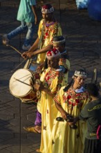 Musicians on Place Djemma el-Fna, Gauklerplatz, UNESCO World Heritage Site, Marrakech, Morocco