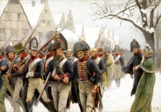 Napoleonic Wars, the remaining Prussian army passing the royal couple, Memel on January 14, 1807,