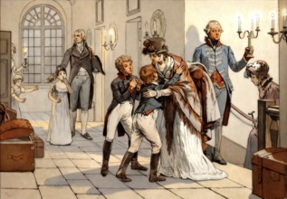 First meeting of the Queen Louise and her children after the battle of Jena in the castle of