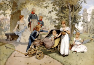 Louise oExcursion on the Pfaueninsel or peacock island near Potsdam, the royal couple Frederick