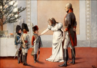 The royal couple Frederick William III and Louise on Christmas Eve 1803, giving uniforms as