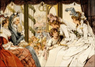 Welcoming the princess bride by blooming girls, Unter den Linden, Berlin, Germany, 22. December