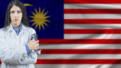 Malaysian national health system, Medical professional on Malaysia flag background