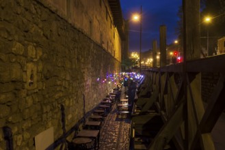Garden shop with evening lighting, Lviv, Ukraine