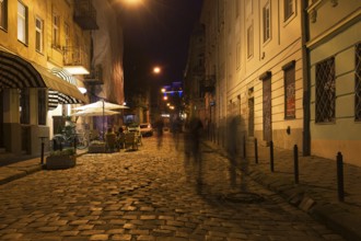 Evening in the old town district of Lviv, Ukraine