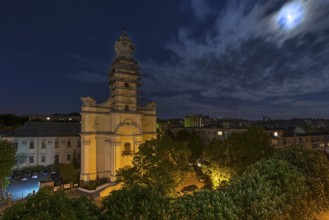Trinity Church at full moon, Lviv, Ukraine