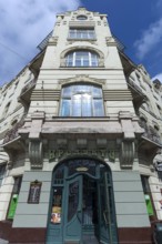 Art Nouveau façade of a corner house around 1900, Lemberg, Ukraine