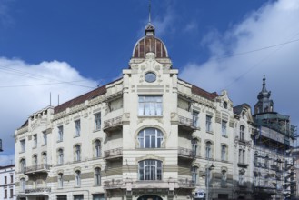 Histirian corner house in art nouveau style built around 1900, Lemberg, Ukraine