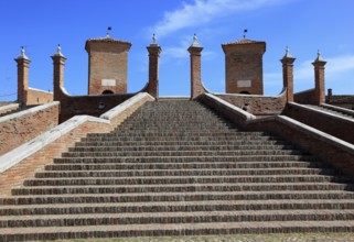 Stairway of Ponte dei Trepponti, Three Bridges Bridge, in Comacchio, Ferrara Province, Emilia