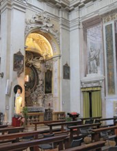 Interior of the Santo Stefano Collegiate Church in the town of Novellara, Emilia-Romagna, Italy