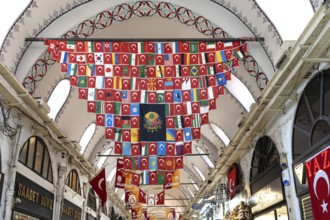 Istanbul, Turkey. June 23rd 2025. A display of flags of the world surrounding an Ottoman flag