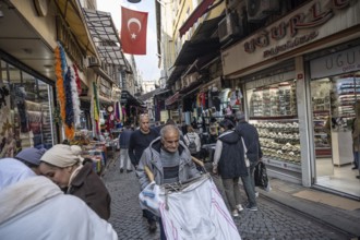 Istanbul, Turkey. December 2nd 2025. Busy crowded narrow streets with people shopping and working