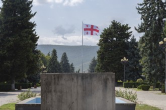 An empty concrete plinth where a controversial statue of Joseph Stalin once stood, Stalin Park,