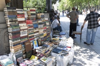 Tbilisi, Georgia. July 7th 2025. Secondhand books for sale along Shota Rustaveli Avenue, the