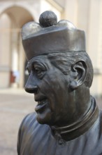 Italy, in the village of Brescello, statue of Don Camillo, portrayed by actor Fernand Joseph Desire