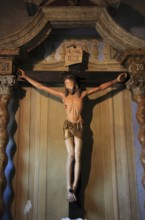 Italy, Brescello village, The talking cross from the movie, Don Camillo and Peppone in the