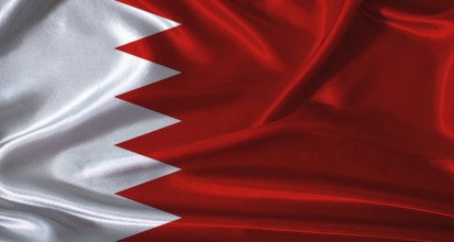 National flag of Bahrain with cloth texture. Bahrain flag with realistic texture background