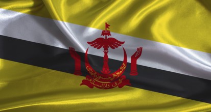 Brunei flag with cloth textured background. National flag of Brunei with realistic texture