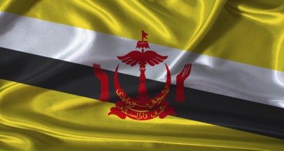 National flag of Brunei with cloth texture. Brunei flag with realistic texture background