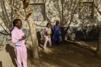 Aswan, Egypt. December 20th 2012 Young Nubian children play football in Nuba Nasr, a modern village