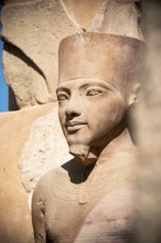Luxor, Egypt. December 13th 2022 Beautiful Portrait of Egyptian Pharaoh Tutankhamun Carved in Stone
