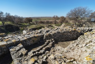 The archaeological ruins of the ancient city of Troy, overlooking the Trojan plain and port city of