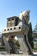 Troy, Canakkale, Turkey. 19th February 2022 Wooden replica of the Trojan horse was created in 1975