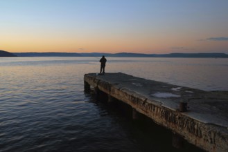 Beautiful sunset panorama of the Dardanelles and Gallipoli Peninsular from Canakkale harbour