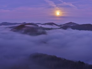 View from the Gisliflue of the Jurassic foothills covered in fog from the left, Wasserfluh,