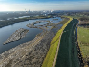 Haltern-Marl, North Rhine-Westphalia, Germany - Lippe, flood protection in the