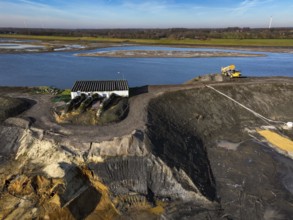 Haltern-Marl, North Rhine-Westphalia, Germany - Lippe, flood protection in the