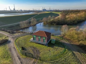 Haltern-Marl, North Rhine-Westphalia, Germany - Lippe, flood protection in the
