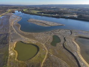 Haltern-Marl, North Rhine-Westphalia, Germany - Lippe, flood protection in the