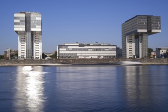 Rhein, Kranhaus Süd und Kranhaus 1, Rheinauhafen, Cologne, North Rhine-Westphalia, Germany
