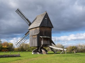 The trestle windmill of Krippendorf on the battlefield of 1806, near Jena, Thuringia, Germany